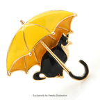 PENDRA Cute Cat Under Umbrella Brooch