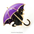 PENDRA Cute Cat Under Umbrella Brooch