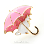 PENDRA Cute Cat Under Umbrella Brooch