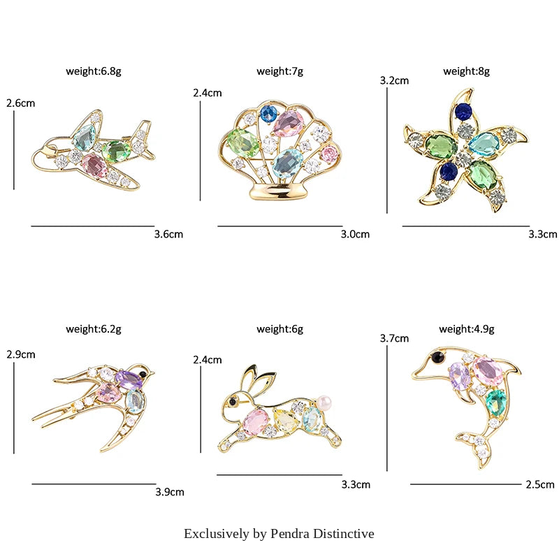 PENDRA Cute Crystal Animal Brooch