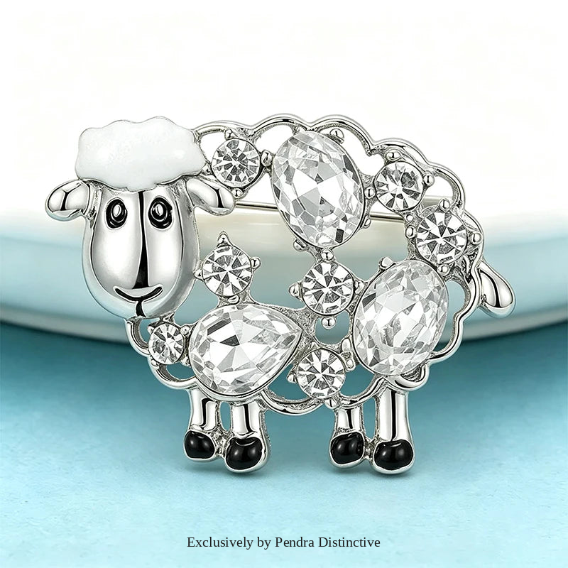PENDRA Cute Crystal Sheep Brooch