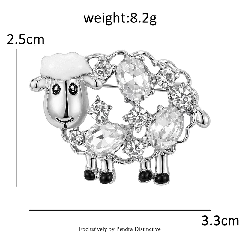 PENDRA Cute Crystal Sheep Brooch