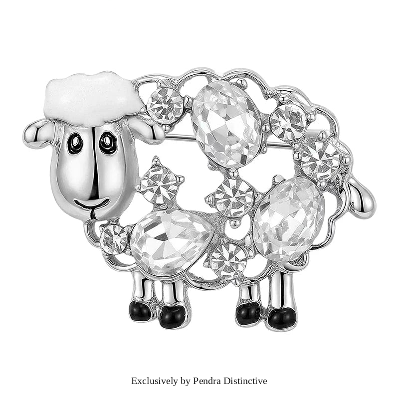 PENDRA Cute Crystal Sheep Brooch