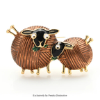 PENDRA Cute Eating Grass Couple Sheep Brooch
