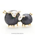 PENDRA Cute Eating Grass Couple Sheep Brooch