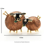 PENDRA Cute Eating Grass Couple Sheep Brooch
