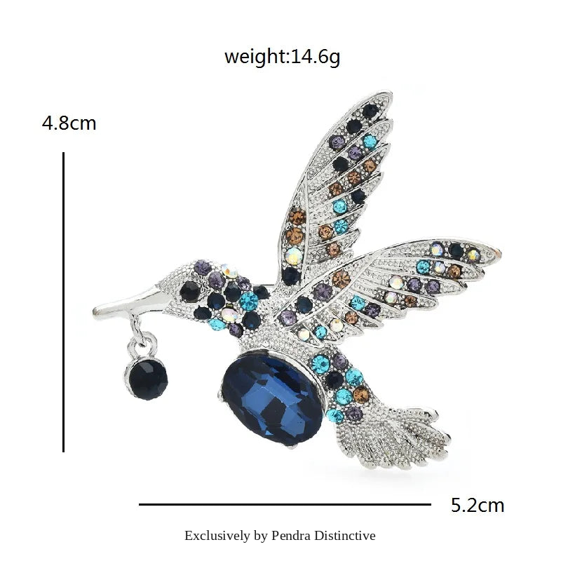 PENDRA Cute Flying Hummingbird Brooch