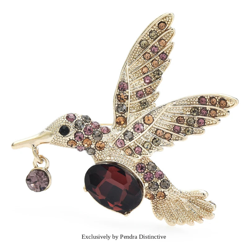 PENDRA Cute Flying Hummingbird Brooch
