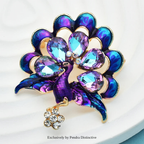 PENDRA Cute Glass Peacock Brooch
