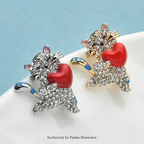 PENDRA Cute Heart Cat Brooch