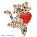 PENDRA Cute Heart Cat Brooch