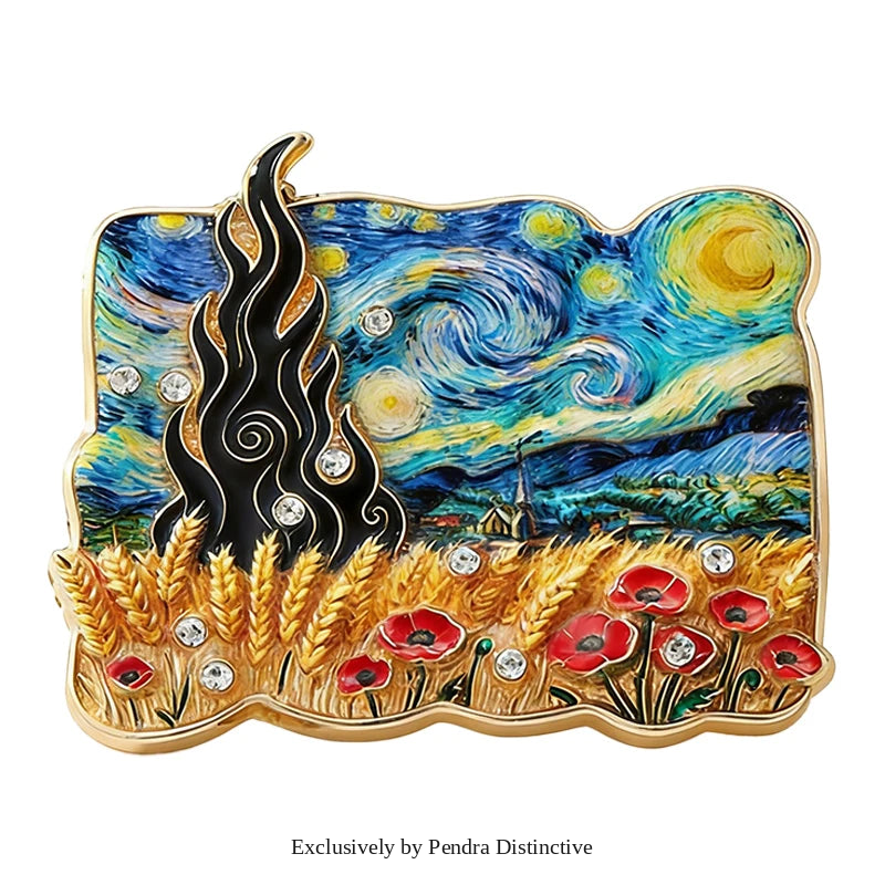 PENDRA Cypresse Harvest Wheat Field Art Brooch