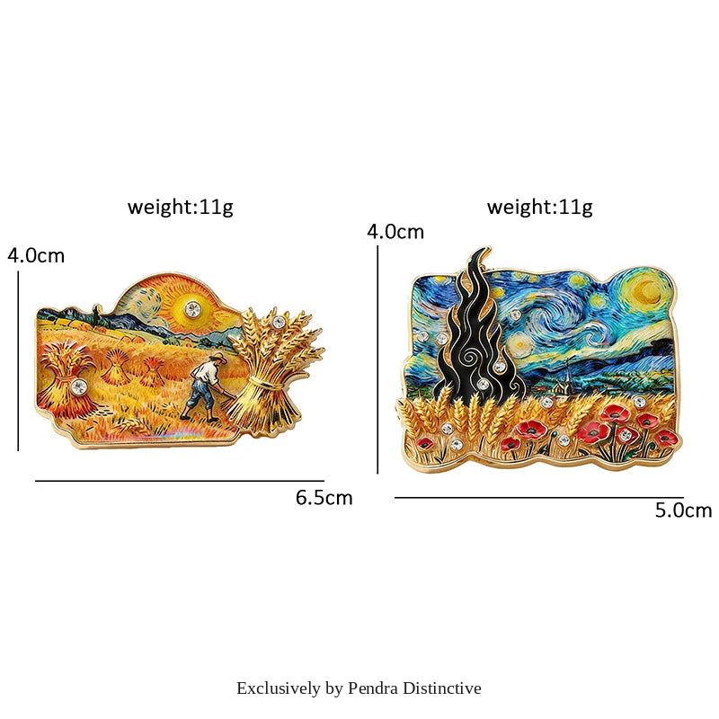 PENDRA Cypresse Harvest Wheat Field Art Brooch