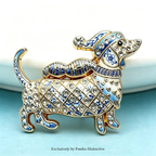 PENDRA Dachs Rhinestone Christmas Dog Brooch