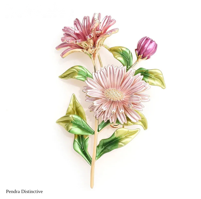 PENDRA Daisybouquet Pink Daisy Enamel Bouquet Brooch