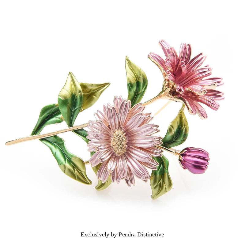 PENDRA Daisybouquet Pink Daisy Enamel Bouquet Brooch