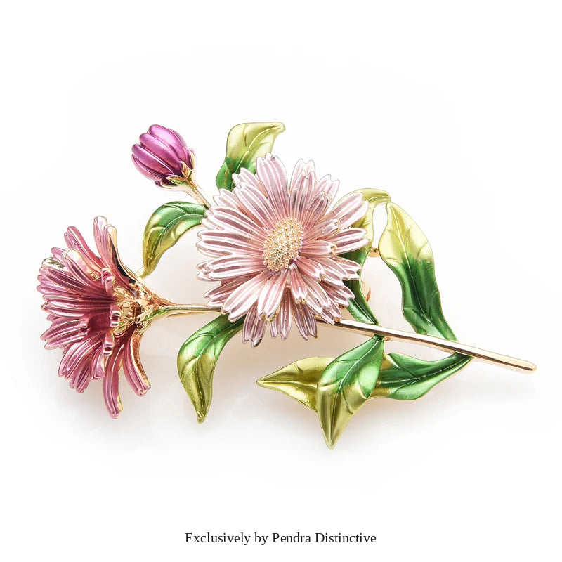 PENDRA Daisybouquet Pink Daisy Enamel Bouquet Brooch