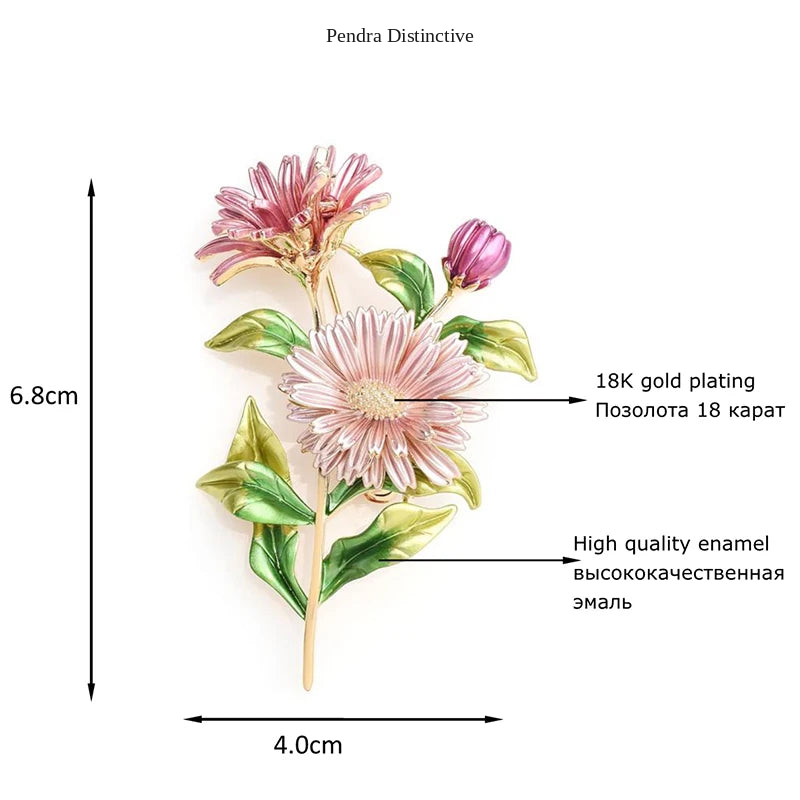 PENDRA Daisybouquet Pink Daisy Enamel Bouquet Brooch