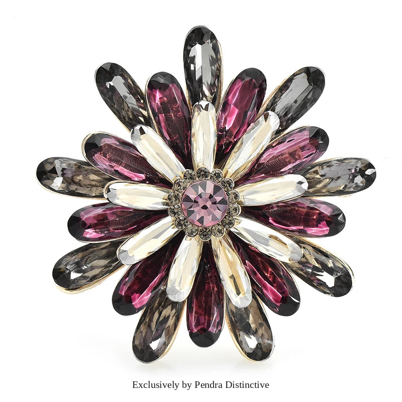 PENDRA Daisyelle Crystal Daisy Flower Brooch