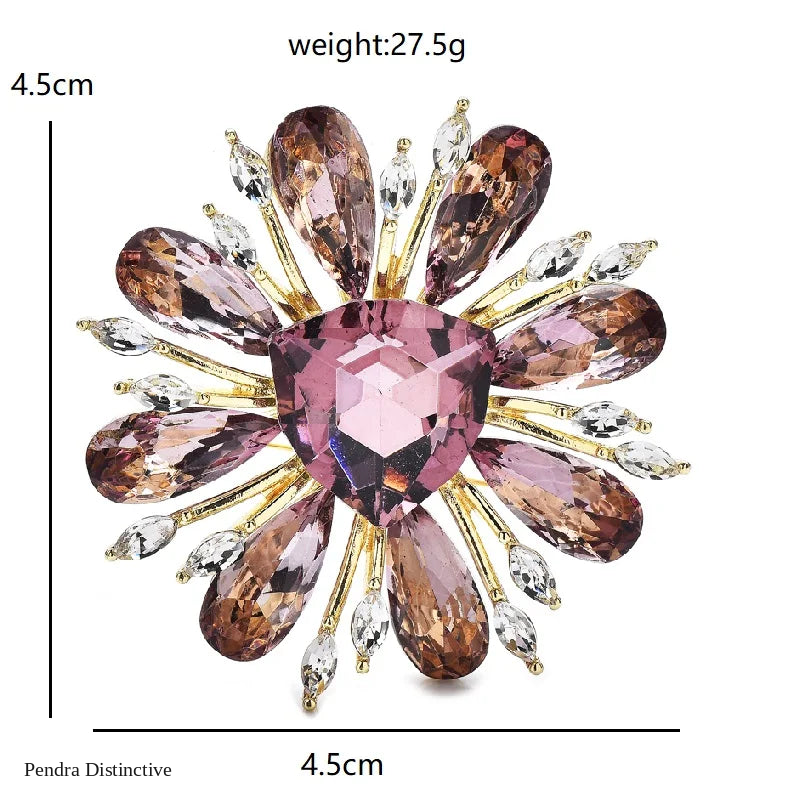 PENDRA Daisyelle Crystal Daisy Flower Brooch