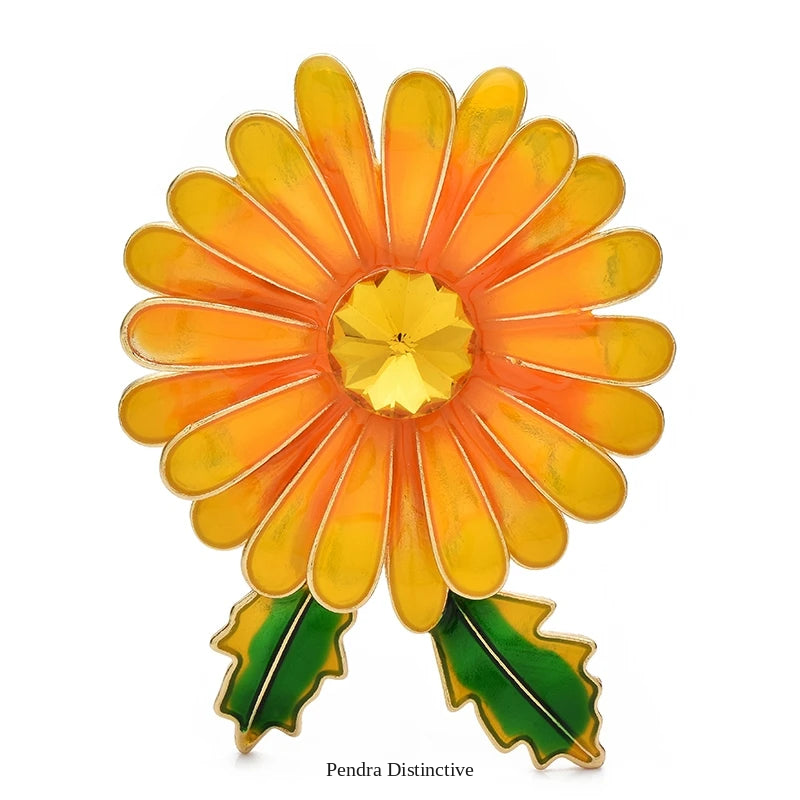 PENDRA Daisyelle Enamel Daisy Flower Brooch