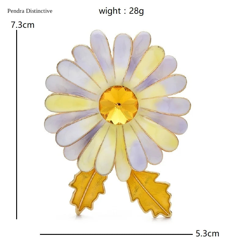 PENDRA Daisyelle Enamel Daisy Flower Brooch