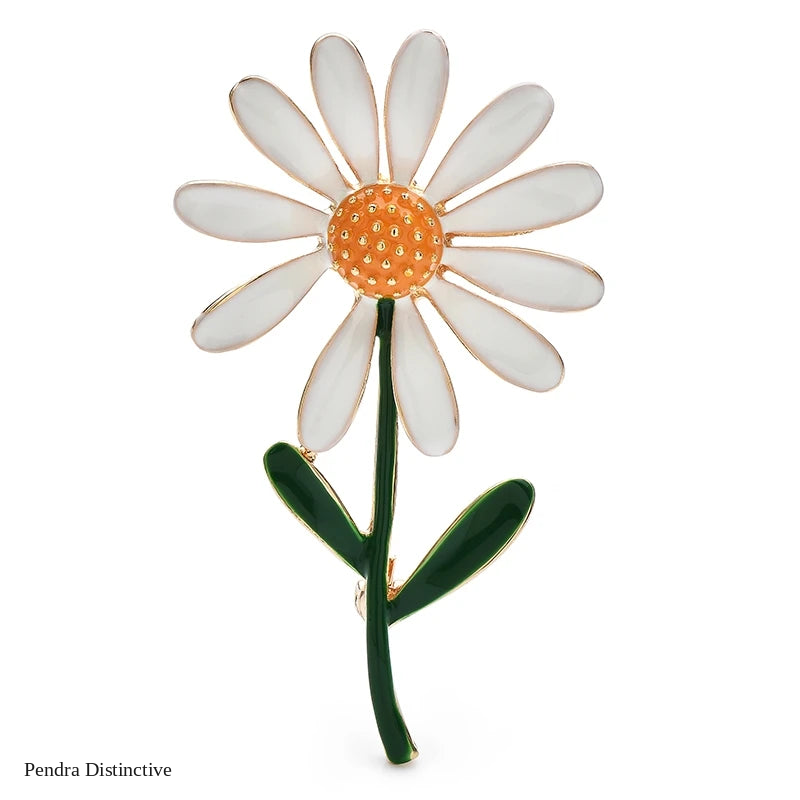 PENDRA Daisyelle Lovely White Daisy Flower Brooch