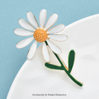 PENDRA Daisyelle Lovely White Daisy Flower Brooch