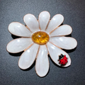 PENDRA Daisyora Large Enamel Daisy Flower Brooch