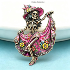 PENDRA Charming Dancing Skeleton Brooch