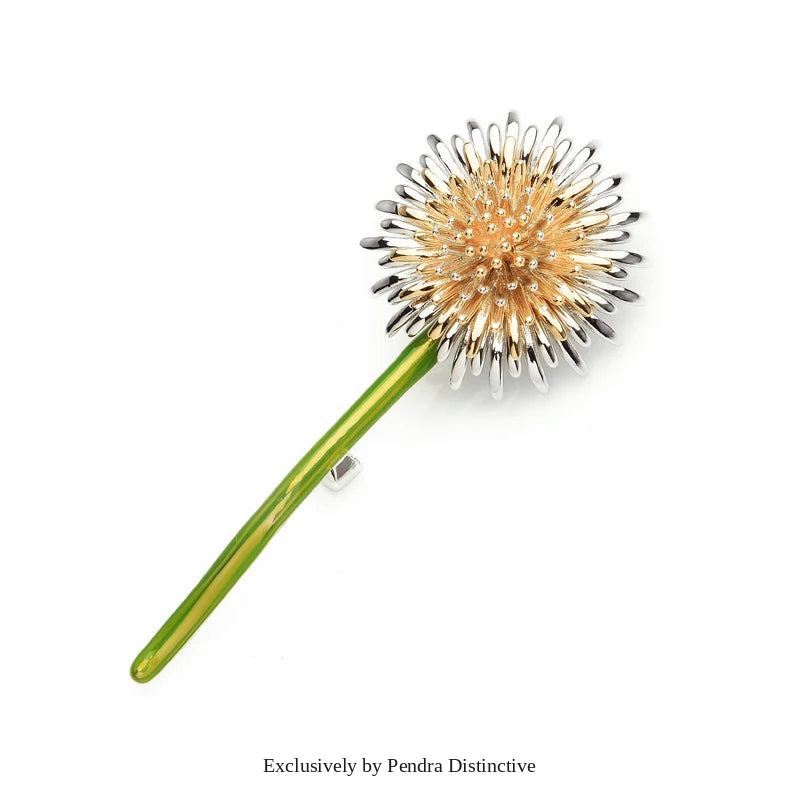 PENDRA Dandelia Green Enamel Dandelion Brooch