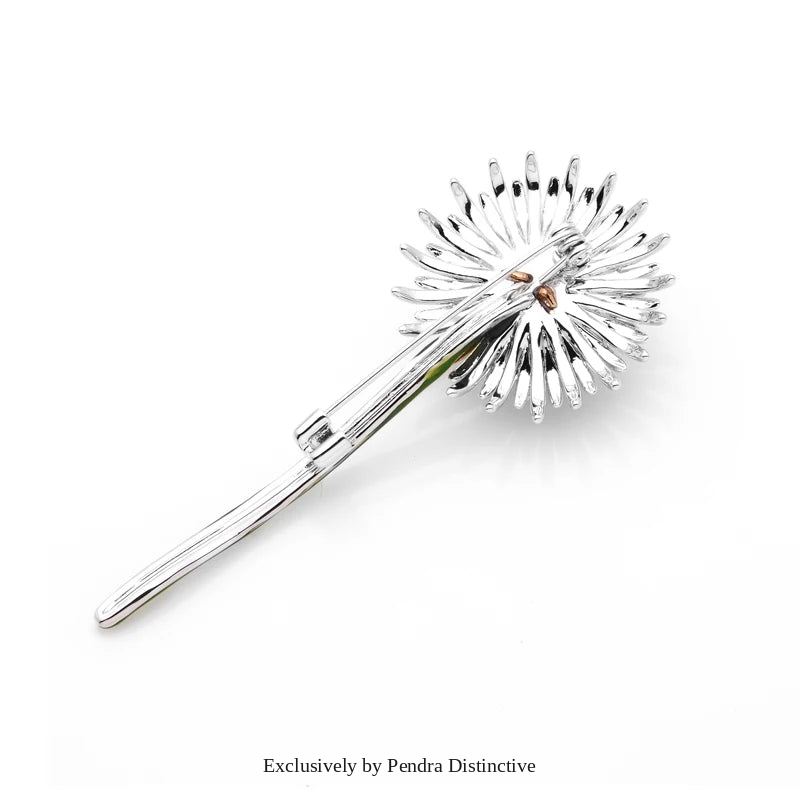 PENDRA Dandelia Green Enamel Dandelion Brooch