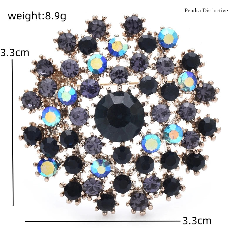 PENDRA Dandelia Rhinestone Dandelion Flower Brooch