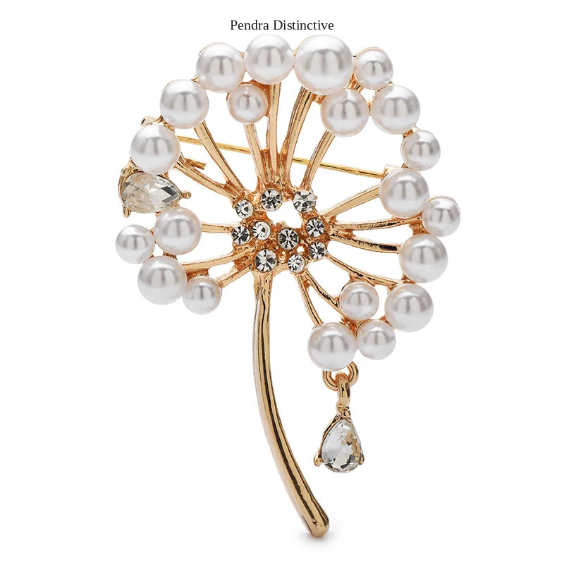 PENDRA Dandeline Elegant Pearl Dandelion Brooch