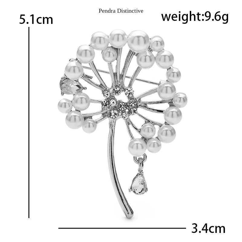PENDRA Dandeline Elegant Pearl Dandelion Brooch