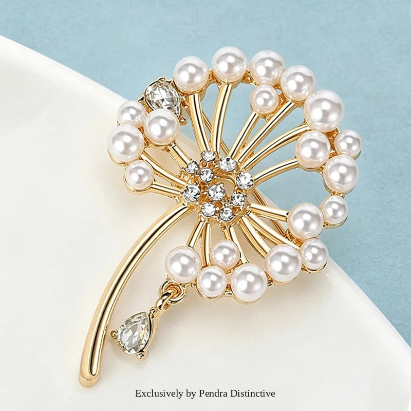 PENDRA Dandeline Elegant Pearl Dandelion Brooch