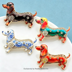 PENDRA Dax Rhinestone Dachshund Dog Brooch