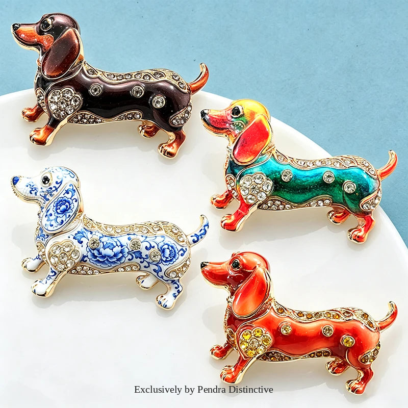 PENDRA Dax Rhinestone Dachshund Dog Brooch