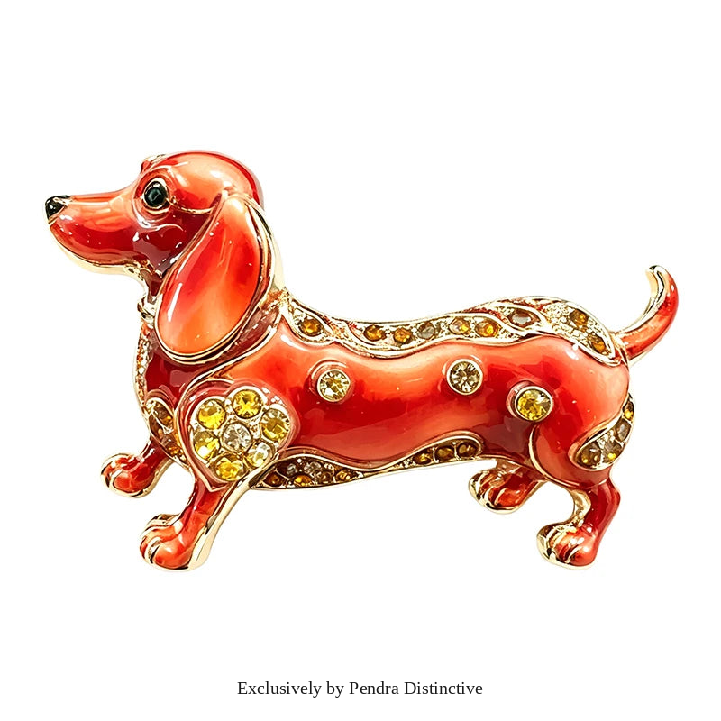 PENDRA Dax Rhinestone Dachshund Dog Brooch