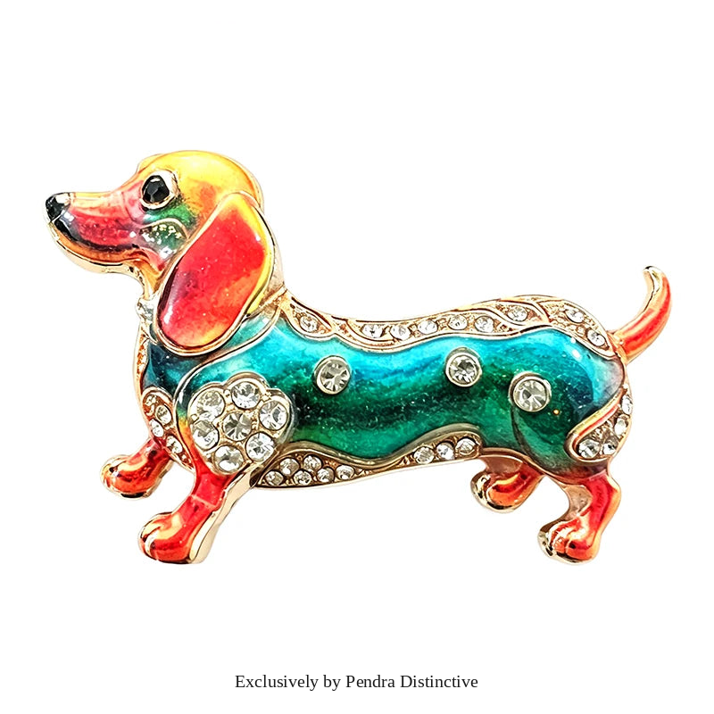 PENDRA Dax Rhinestone Dachshund Dog Brooch