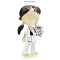 PENDRA Black Brown Hair Doctor Nurse Brooch