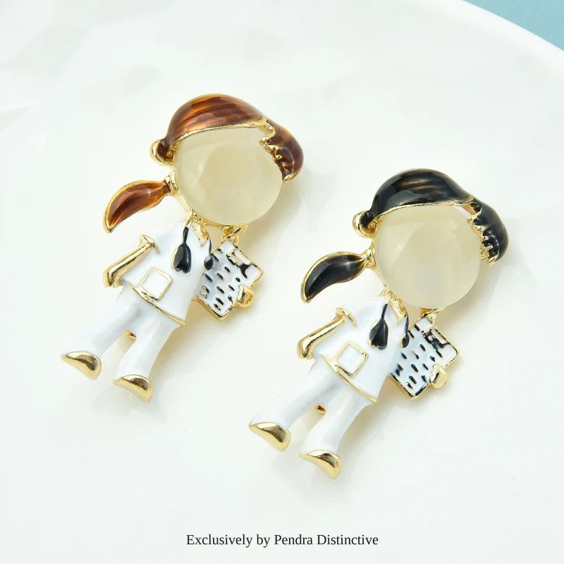 PENDRA Black Brown Hair Doctor Nurse Brooch