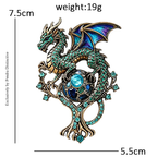 PENDRA Dragon US-Flag Animal Brooch
