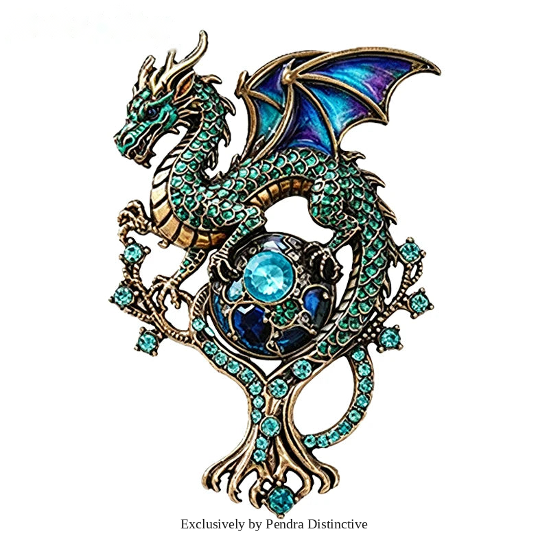 PENDRA Dragon US-Flag Animal Brooch