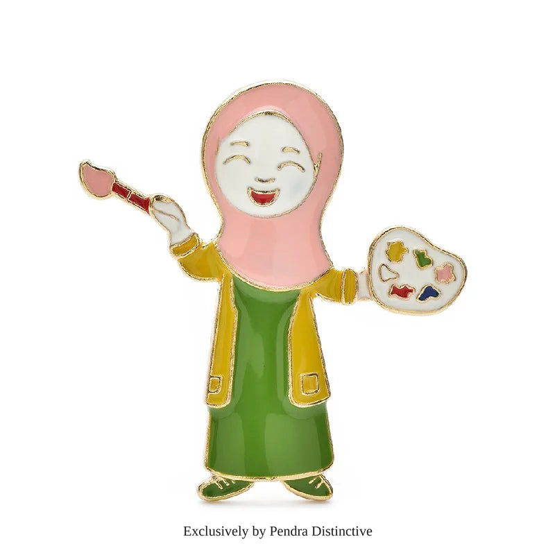 PENDRA Drawing Painter Brooch