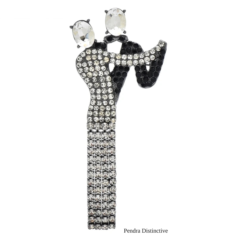 PENDRA Elegant Crystal Tassel Dancing Couple Brooch