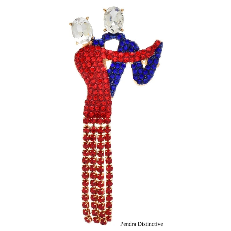 PENDRA Elegant Crystal Tassel Dancing Couple Brooch