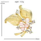 PENDRA Elowen Pearl Leaf Floral Brooch