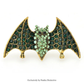 PENDRA Emerald Bat Rhinestone Brooch