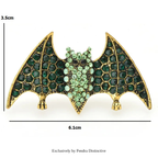 PENDRA Emerald Bat Rhinestone Brooch